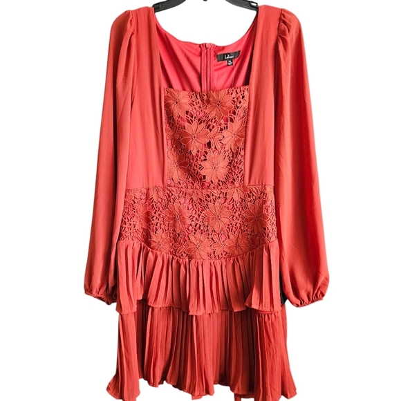 Lulus Dresses & Skirts - Lulus Exceptionally Cute Rust Orange Crochet Lace Tiered Mini Dress Size XL NWT